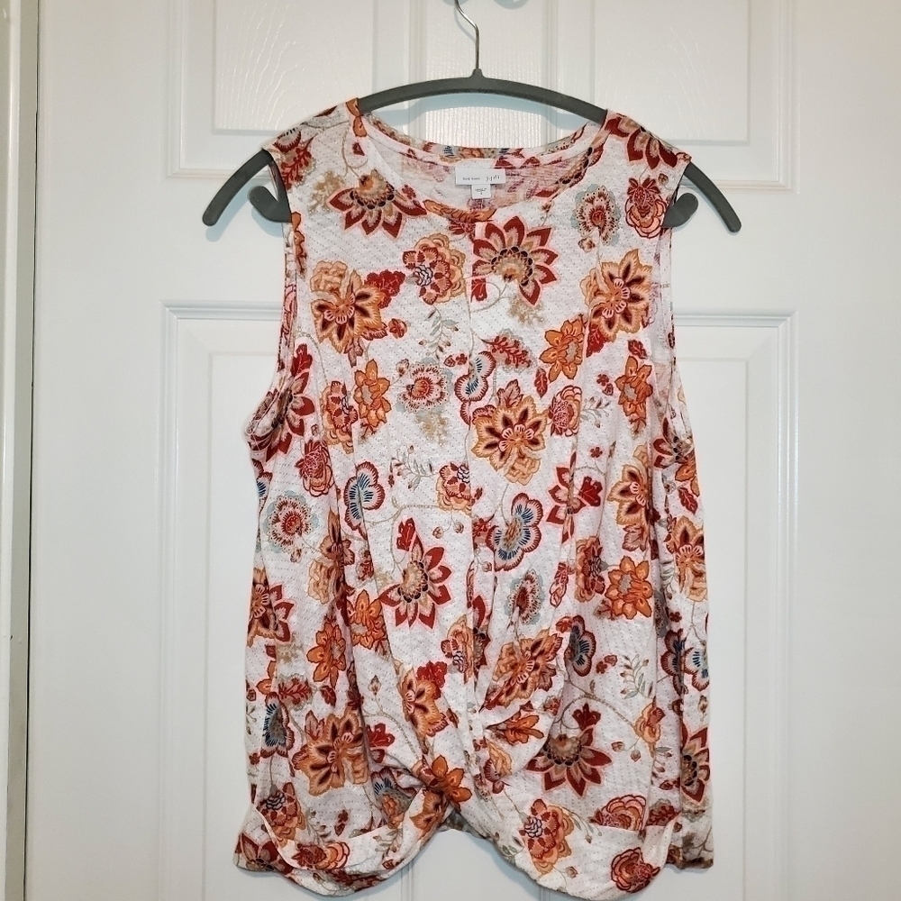 J. Jill Love Linen Twist Crossover Linen Knit Sleeveless Blouse Tank Top S
